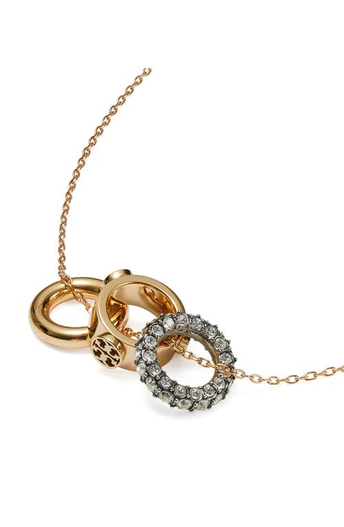 Tory Burch Miller Pavé Stud Earrings & Necklace Set In Gold