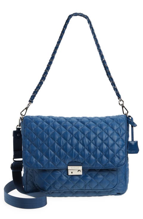 Large Crosby Lock Quilted Nylon Crossbody Bag