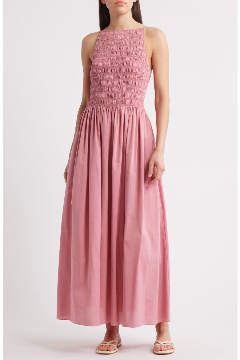 Laia Sleeveless Smocked Maxi Dress, Main, color, VALENTINE