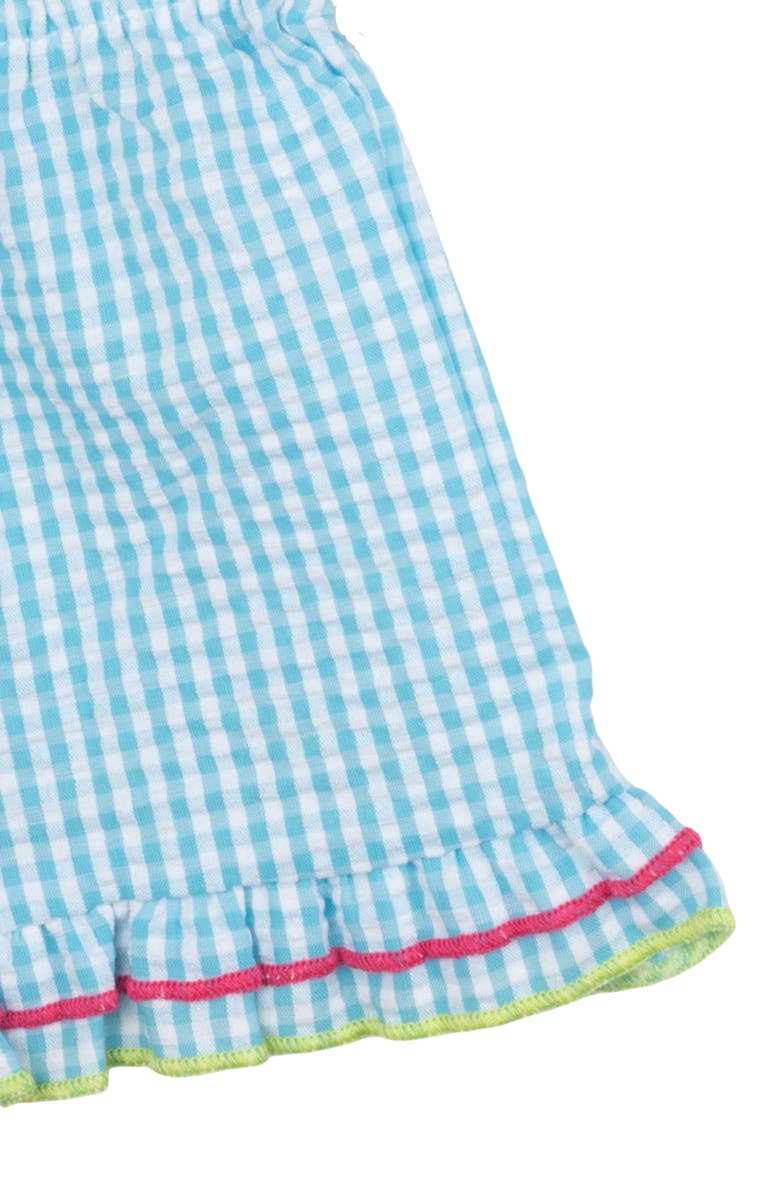 Rare Editions Beach Patchwork Seersucker Ruffle Top & Check Shorts, Alternate, color, 