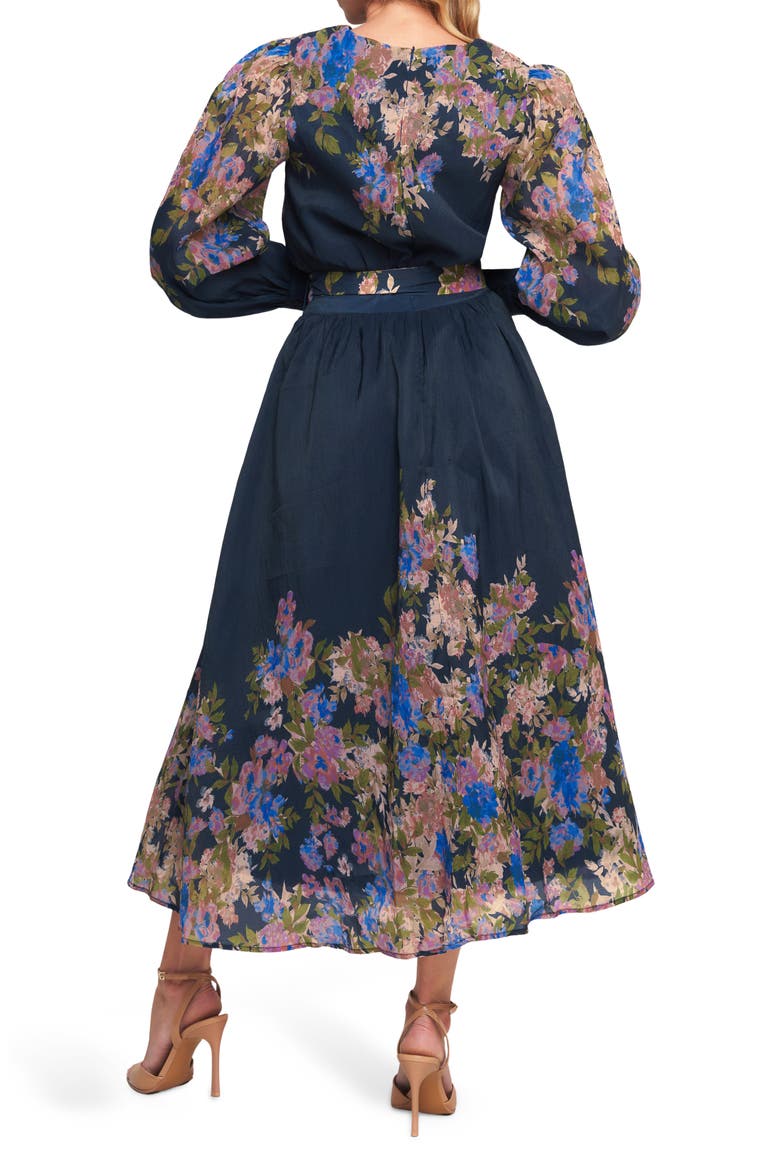 Long Sleeve Belted Midi Dress, Alternate, color, NAVY