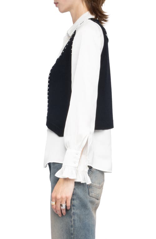 Zadig & Voltaire Dublin Stud Detail Wool & Cashmere Sweater Vest In Black