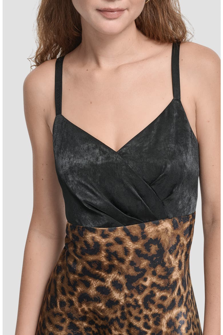 Mixed Media Print Sleeveless Midi Dress, Alternate, color, BLACK/ TRUFFLE CHEETAH