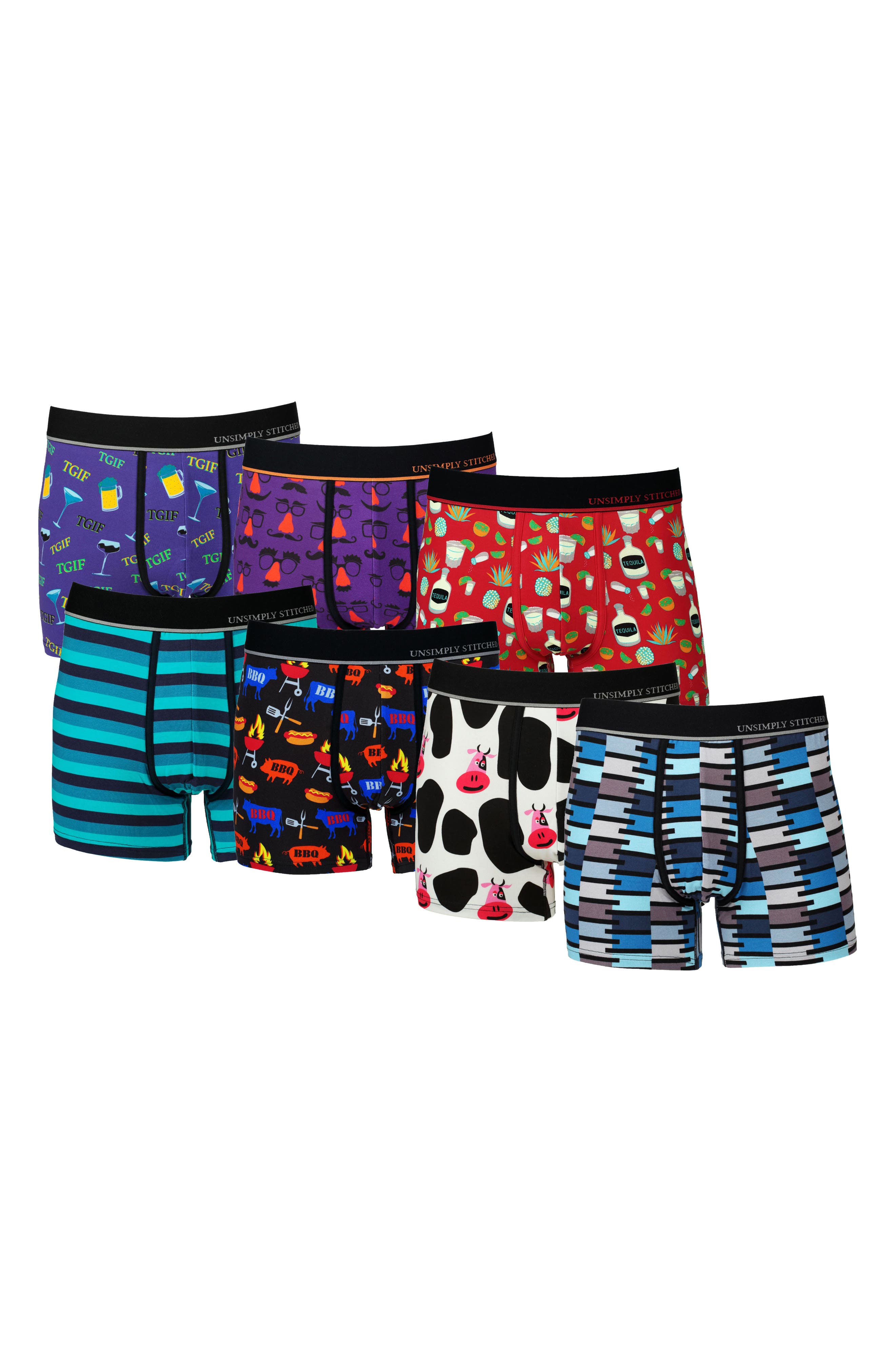 UNSIMPLY STITCHED 7-Pack Assorted Stretch Cotton Trunks