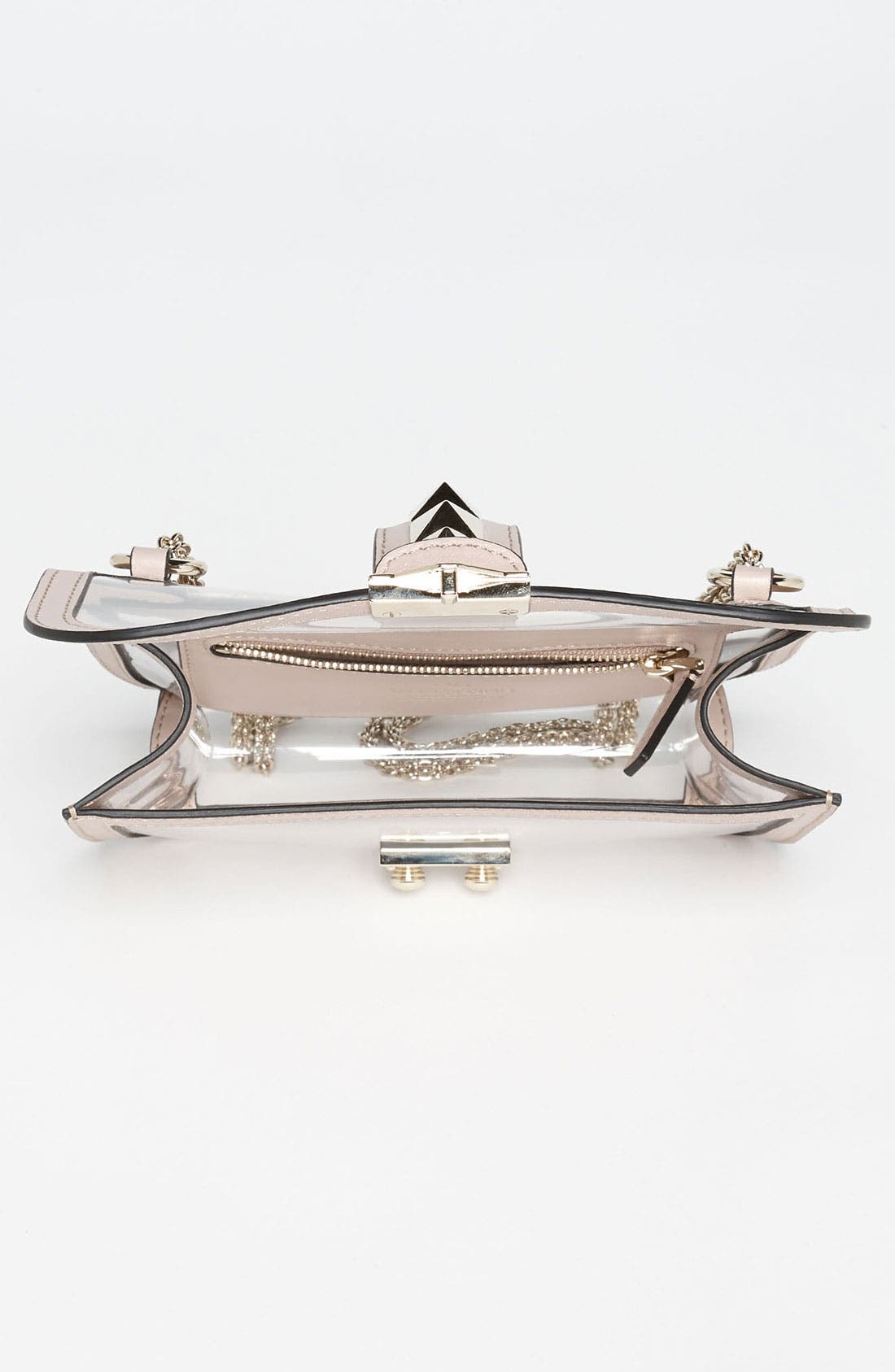 'Rockstud - Small' Transparent Shoulder Bag, Alternate, color, TRASPARENTE/ POUDRE