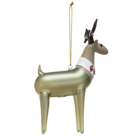 Glass Deer Ornament with Jewels & Glitter, Multicolor