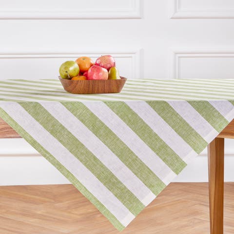 Linen Table Throw - Cabana Stripe, 52" x 52", 52" x 52"
