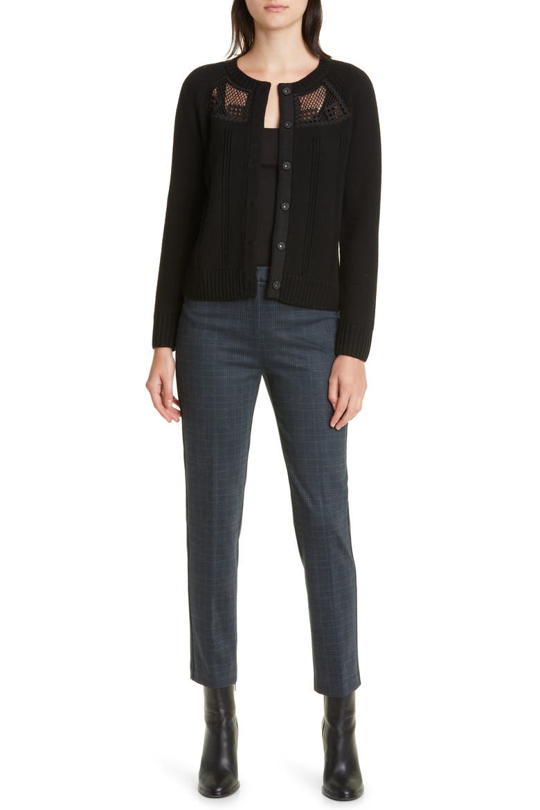 Lisa Plaid Ankle Pants, Alternate, color, NAVY
