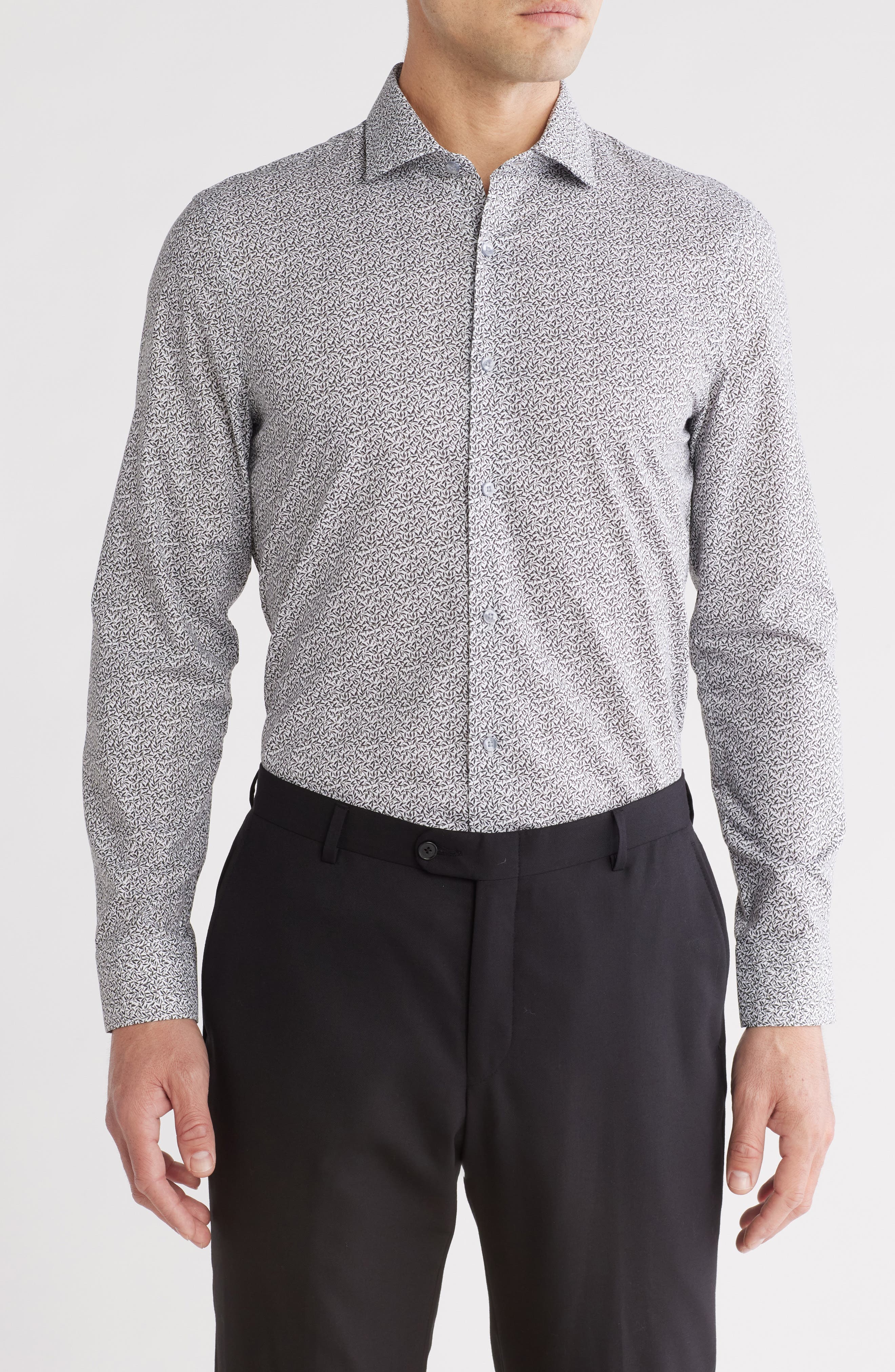 Perry Ellis Camo Floral Print Slim Fit Dress Shirt