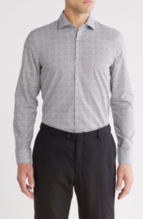 Camo Floral Print Slim Fit Dress Shirt