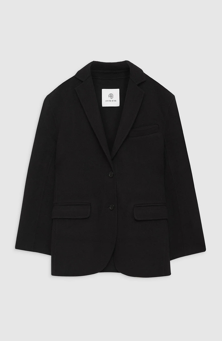 ANINE BING Quinn Cashmere Blend Blazer, Alternate, color, Black Cashmere Blend