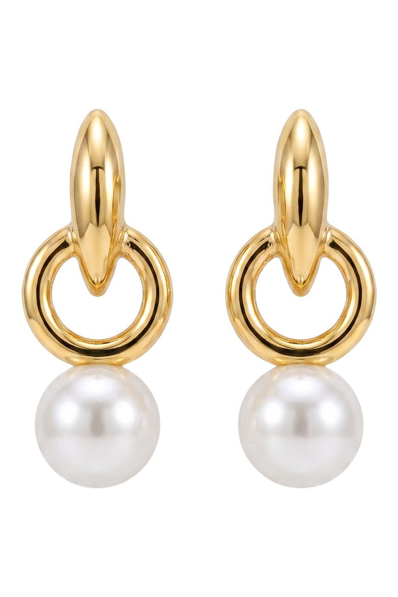 Anisha Pearl Circle Drop Earrings, Main, color, Gold