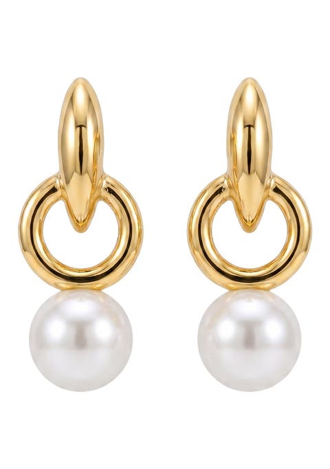 Anisha Pearl Circle Drop Earrings