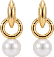AREA STARS Anisha Pearl Circle Drop Earrings