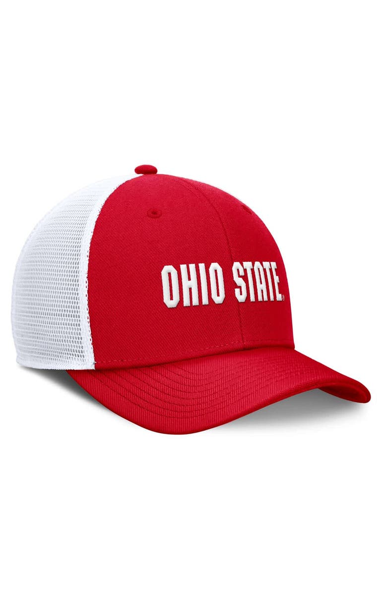 Nike Men's Nike Scarlet Ohio State Buckeyes Rise Performance Adjustable Trucker Hat, Alternate, color,