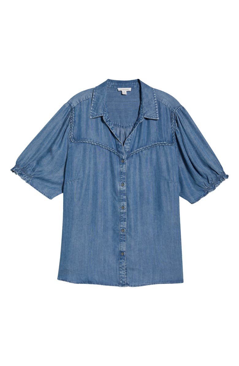 beachlunchlounge Inara Denim Top, Main, color, Medium Wash
