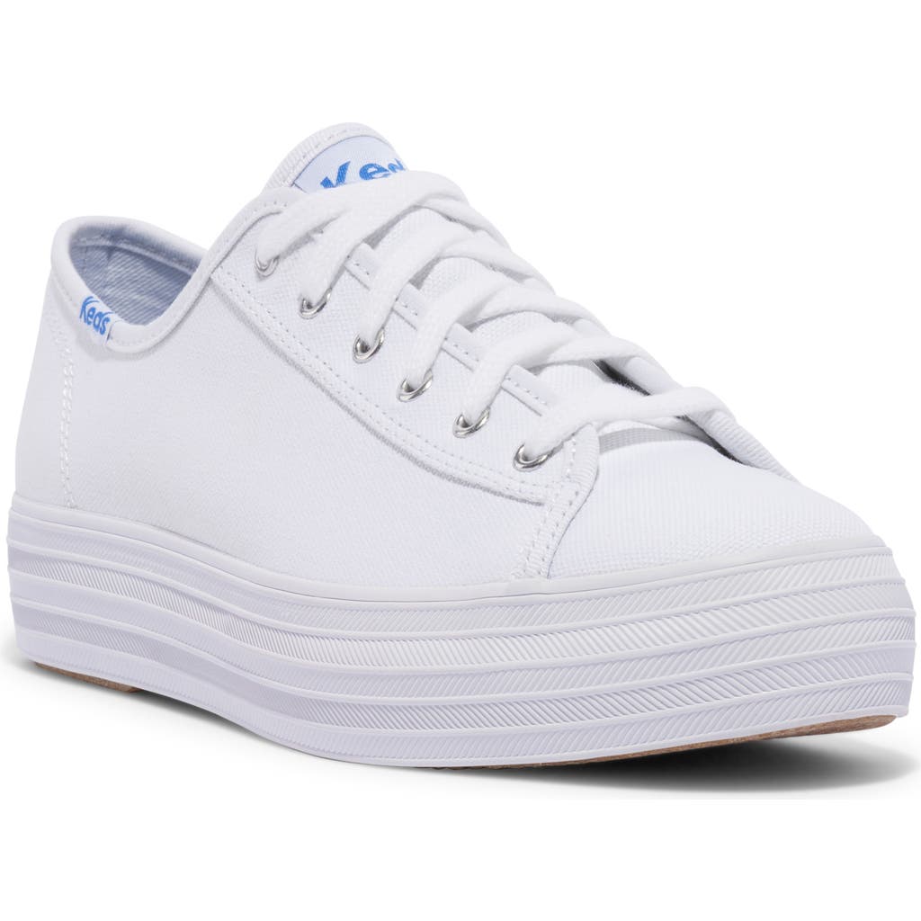 Keds Triple Kick Platform Sneaker In White Canvas
