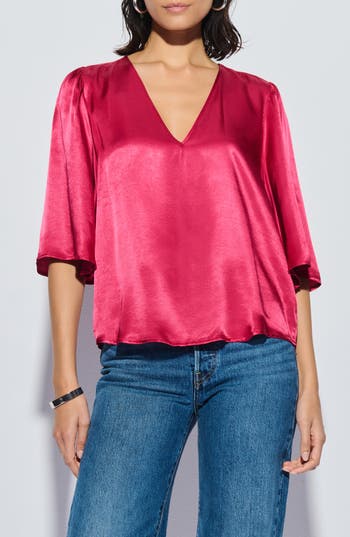 Nation Ltd Mel V-neck Top In Raspberry In Raspberry Jam