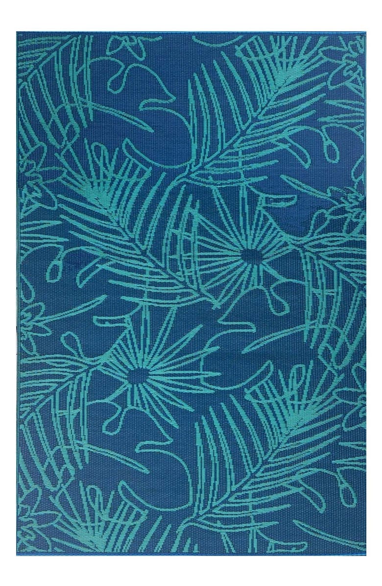 Mad Mats Palm Leaf Deep Turquoise, Main, color, Blue And Turquoise