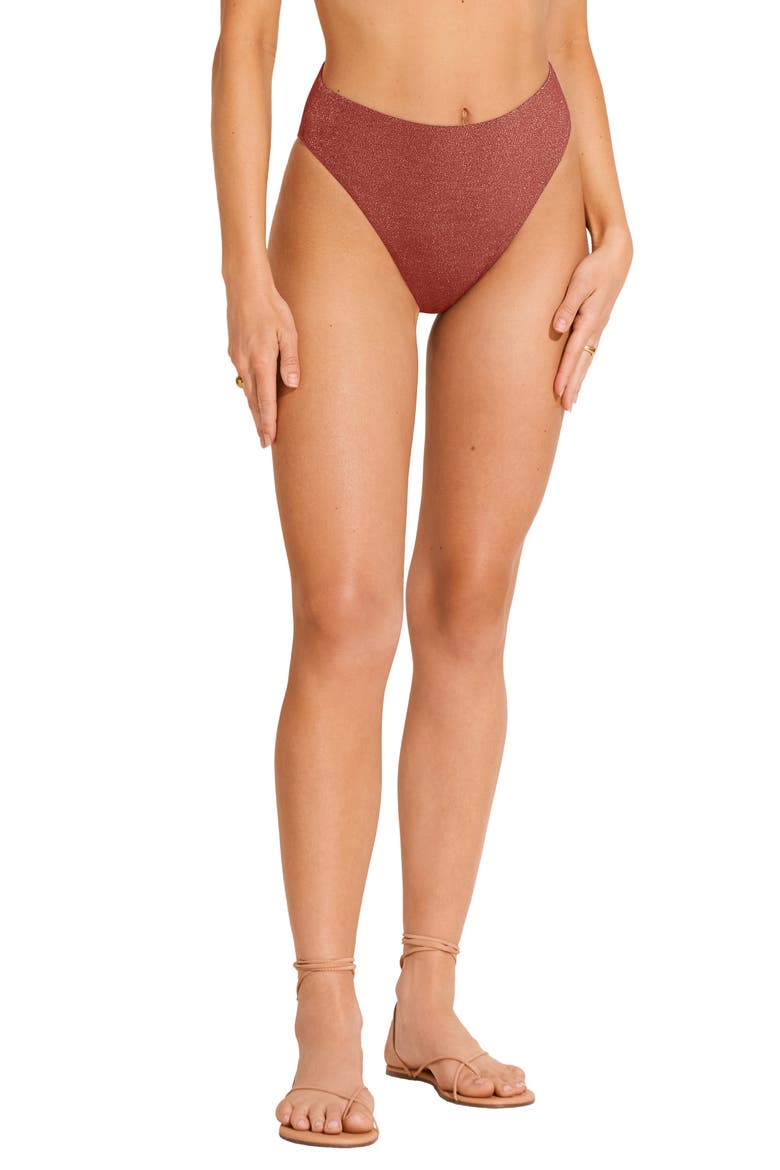 Barcelona High Waist Bikini Bottoms, Main, color, PINK