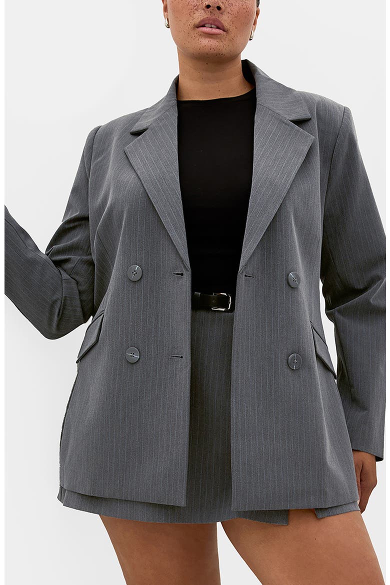 Cora Double Breasted Blazer, Main, color, GREY BLUE STR