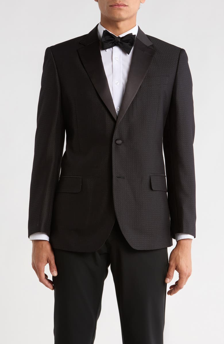 Nautica Bridge Satin Notch Lapel Jacquard Dinner Jacket, Main, color, Black