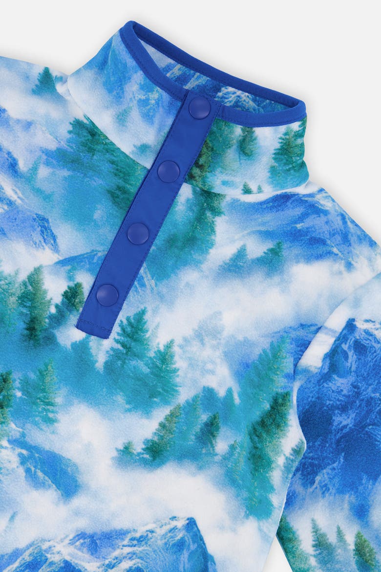 Mid-Season Half-Zip Stand Collar Polar Jacket, Alternate, color, Blue Mountain Print