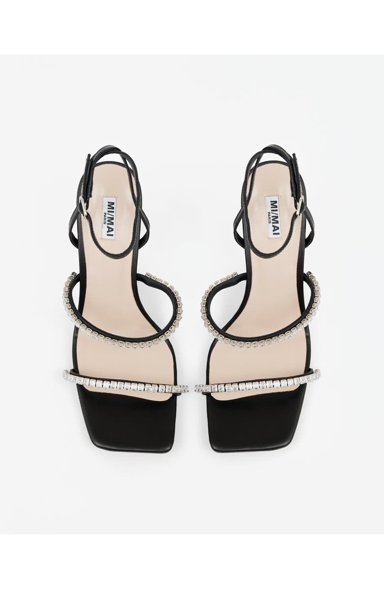 MI/MAI Nidal Rhinestone Detail Heeled Sandals, Alternate, color, Black