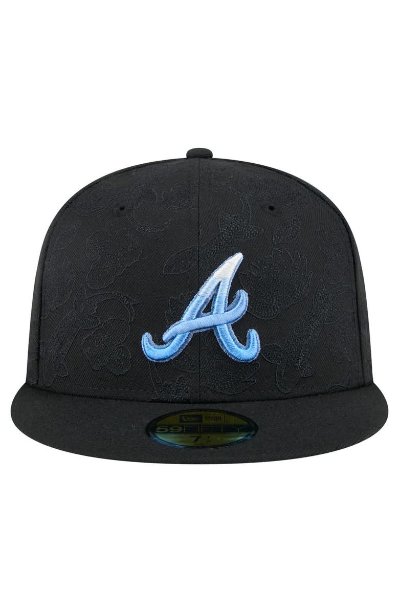 New Era Men's New Era Black Atlanta Braves Tonal Koi 59FIFTY Fitted Hat, Alternate, color, 