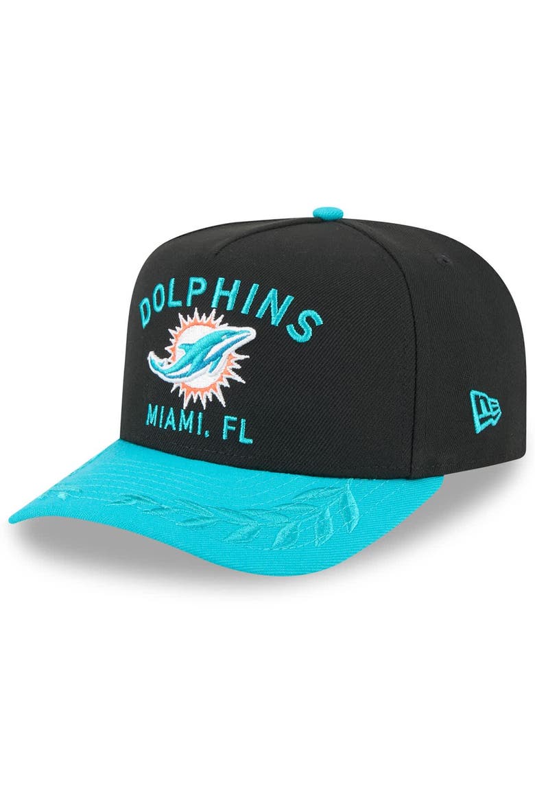Men's New Era  Black/Aqua Miami Dolphins 2025 NFL Draft A-Frame 9FIFTY Snapback Hat, Main, color, Black