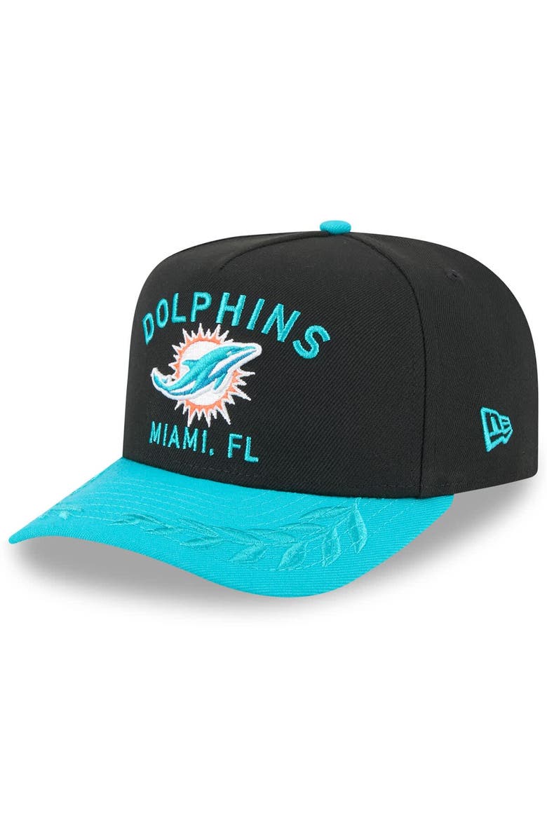 New Era Men's New Era Black/Aqua Miami Dolphins 2025 NFL Draft A-Frame 9FIFTY Snapback Hat, Main, color, Black