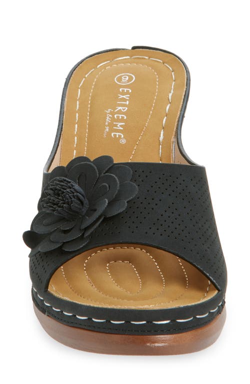 Extreme By Eddie Marc Flower Wedge Slide Sandal