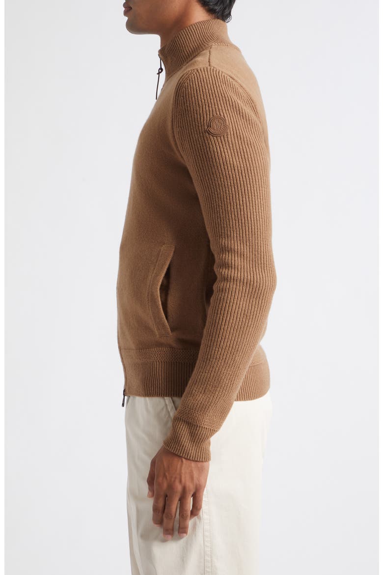 Wool & Cashmere Zip Cardigan, Alternate, color, TEAK