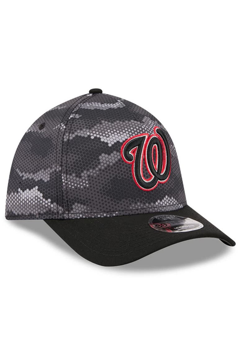 Men's New Era Black Washington Nationals Camo 39THIRTY A-Frame Flex Hat, Alternate, color, Black