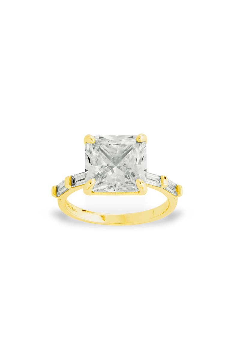 Sterling Forever Princess-Cut Cubic Zirconia Ring, Alternate, color, Gold