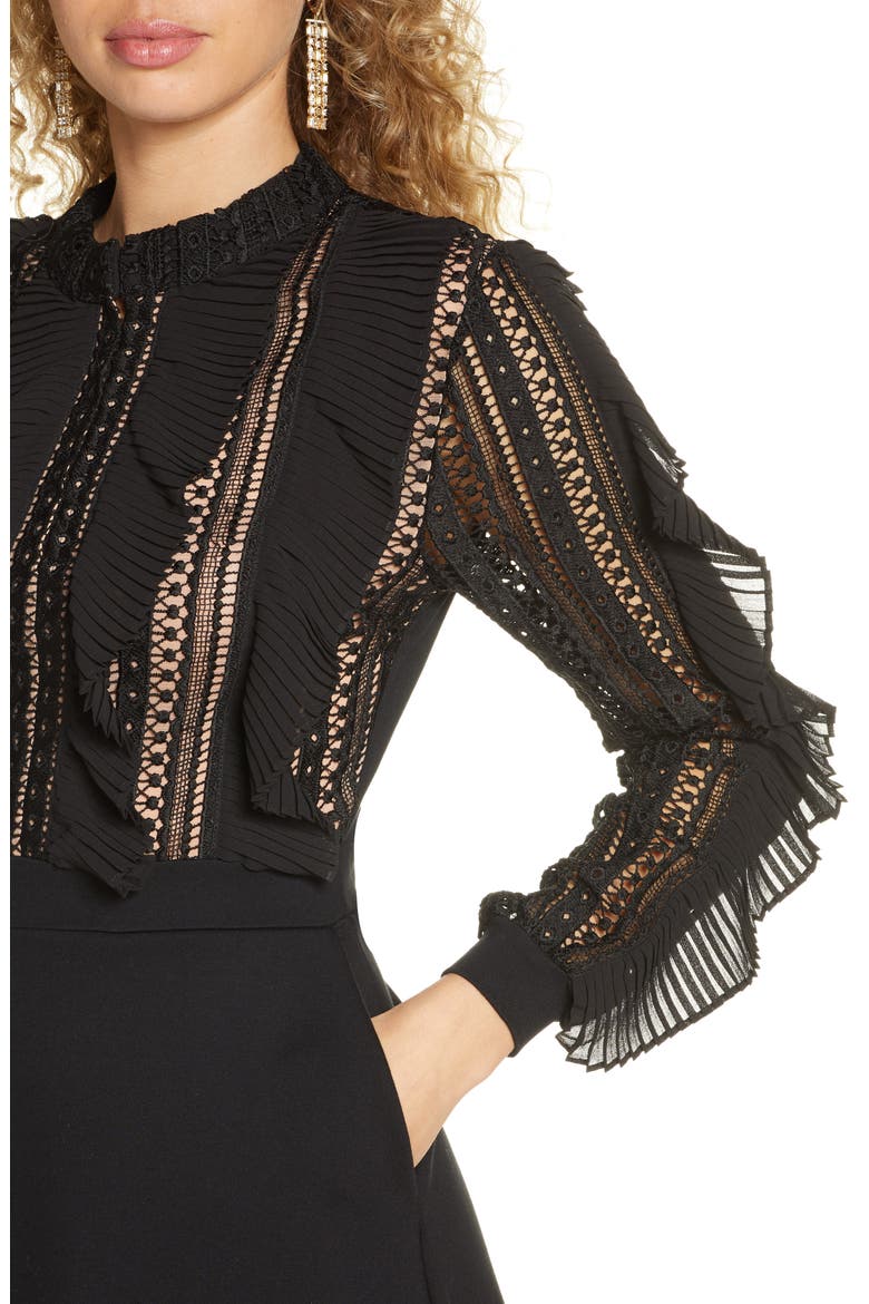 Patricia Long Sleeve Lace Dress, Alternate, color, BLACK/ BLACK