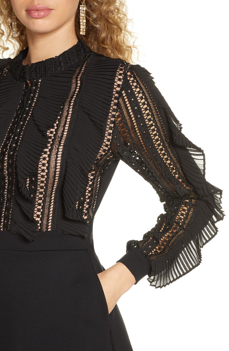 French Connection Patricia Long Sleeve Lace Dress, Alternate, color,