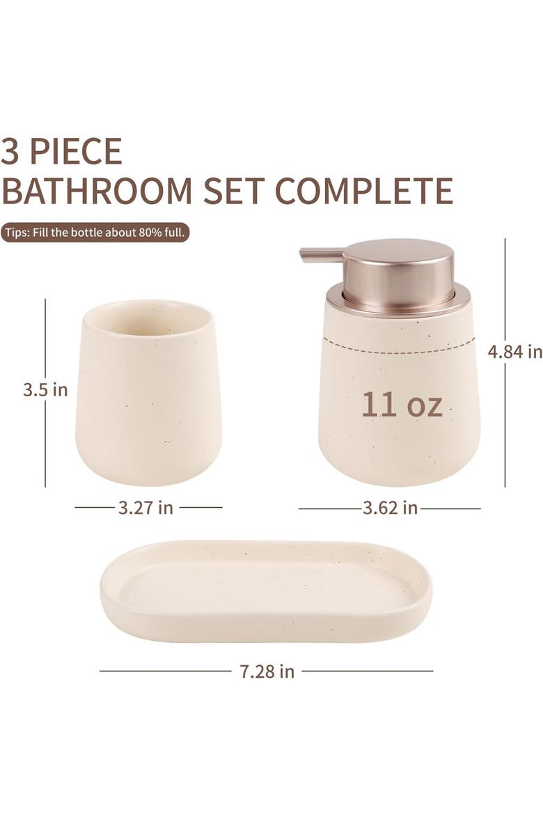 Modern 3-Piece Foaming Bathroom Set Recycled Eco-Clay, Alternate, color, Apricot