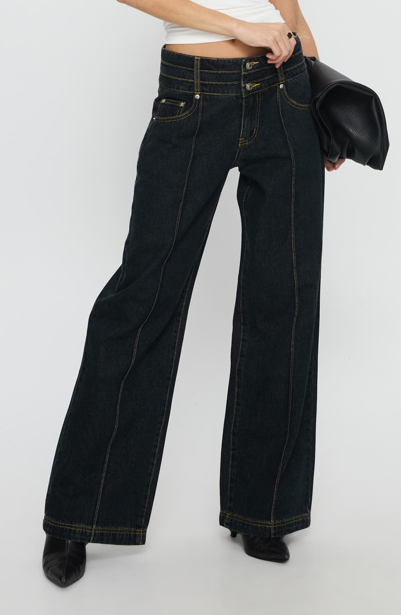 Princess Polly Hannalee Low Rise Wide Leg Jeans, Alternate, color, Grunge Wash