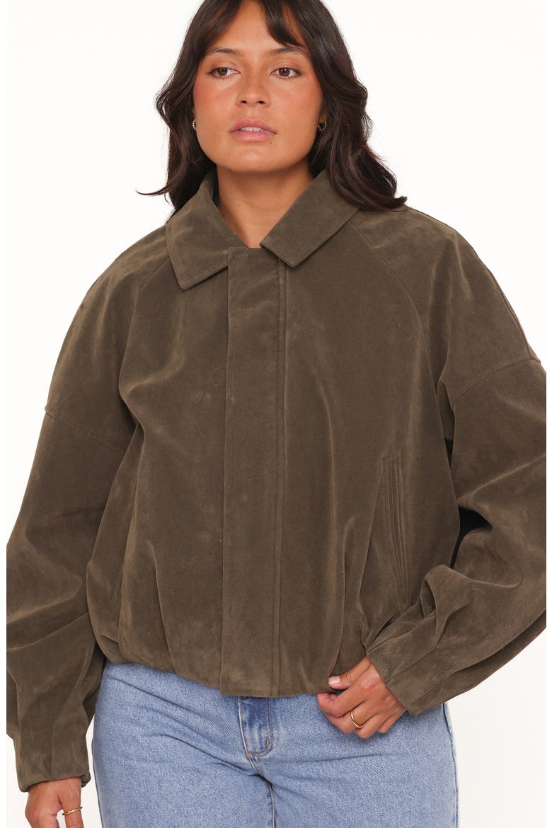 Jensen Faux Suede Bomber Jacket, Alternate, color, OLIVE