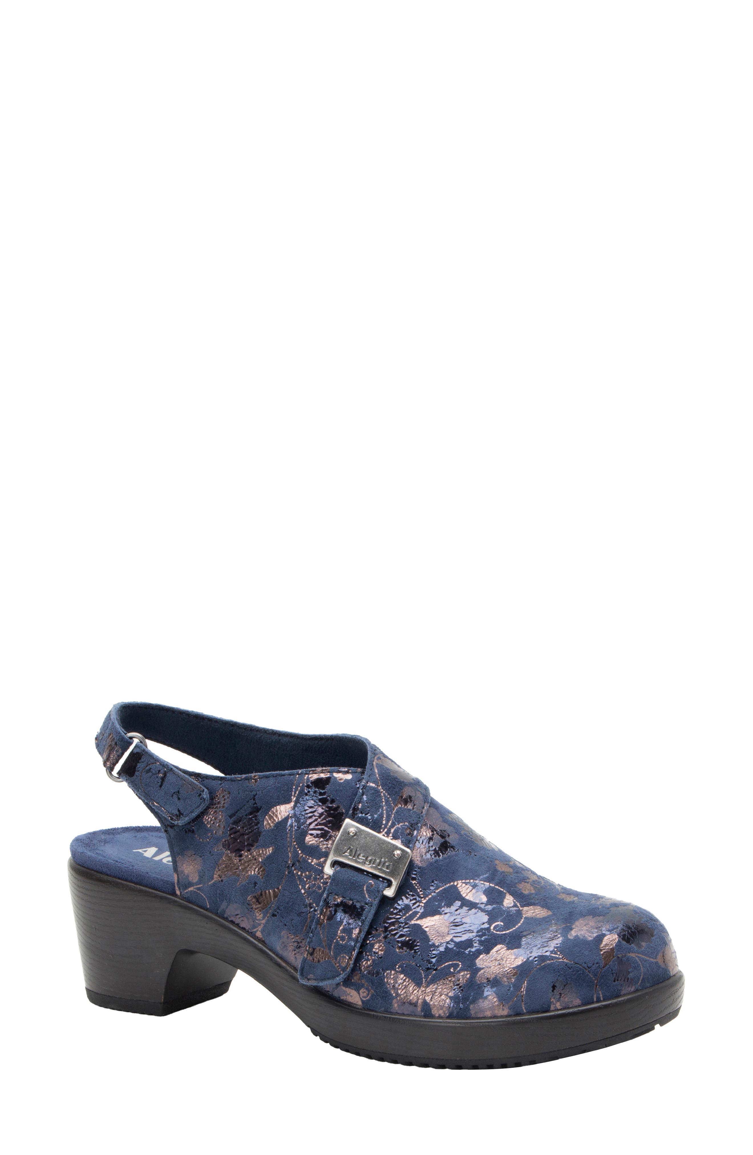 Maribel Baroque Leather Clog, Main, color, 6510 LUMEN NAVY