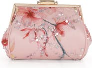 Jewel Badgley Mischka Flora Floral Embroidered and Sequin Signature Pouch Clutch