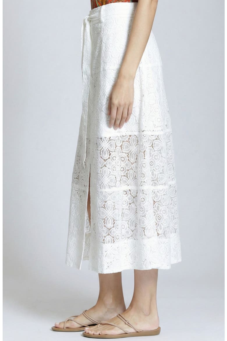 Lace Midi Skirt, Alternate, color, WHITE