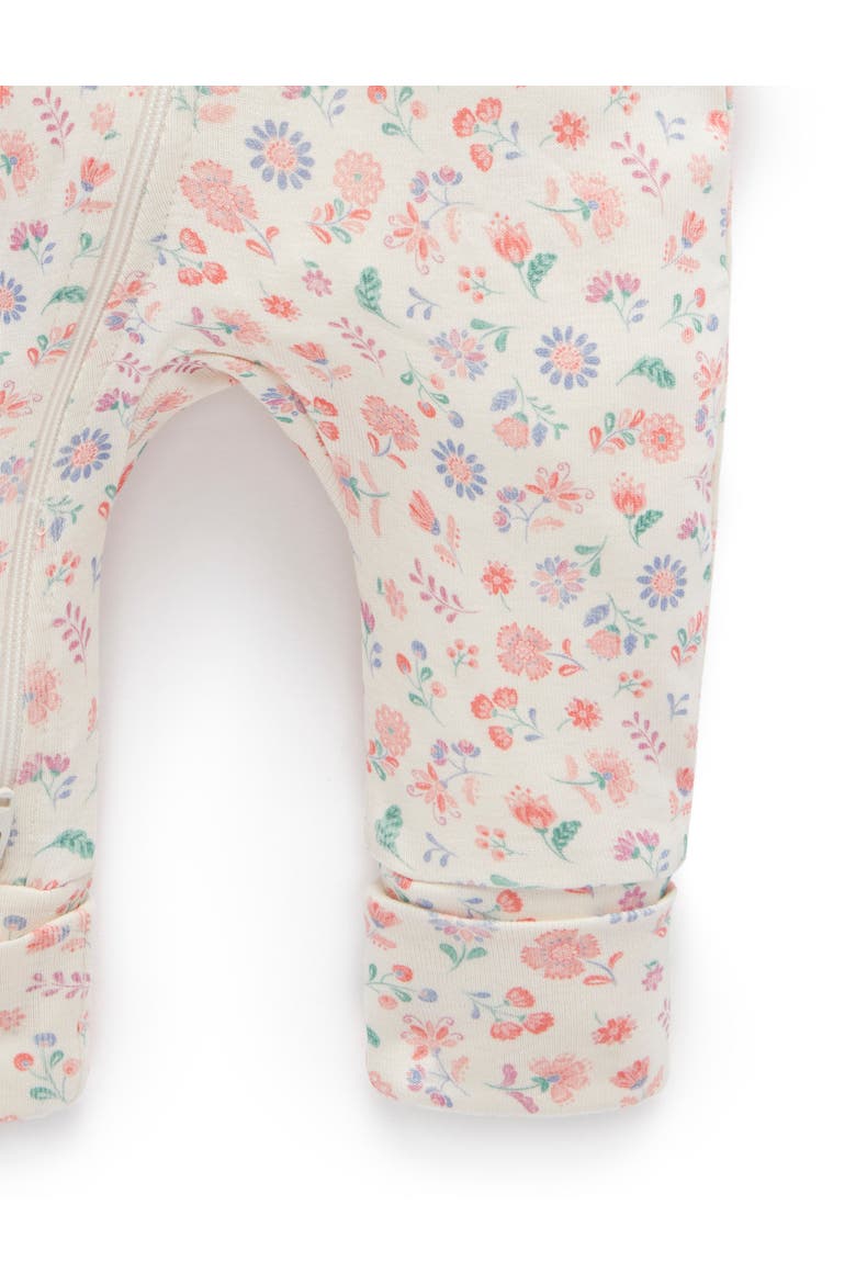 Printed Short Sleeve Long Leg Ruffle Romper, Alternate, color, Flor Print