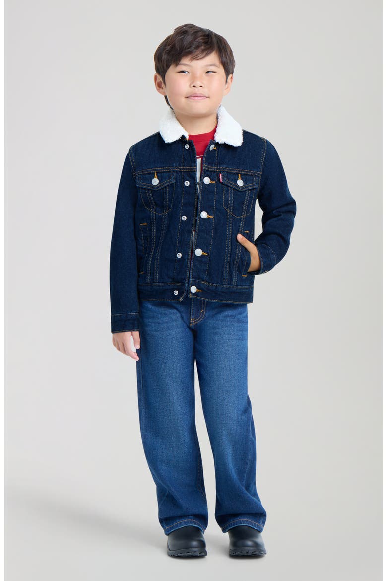 Kids' Faux Shearling Trucker Jacket, Alternate, color, PEARSON