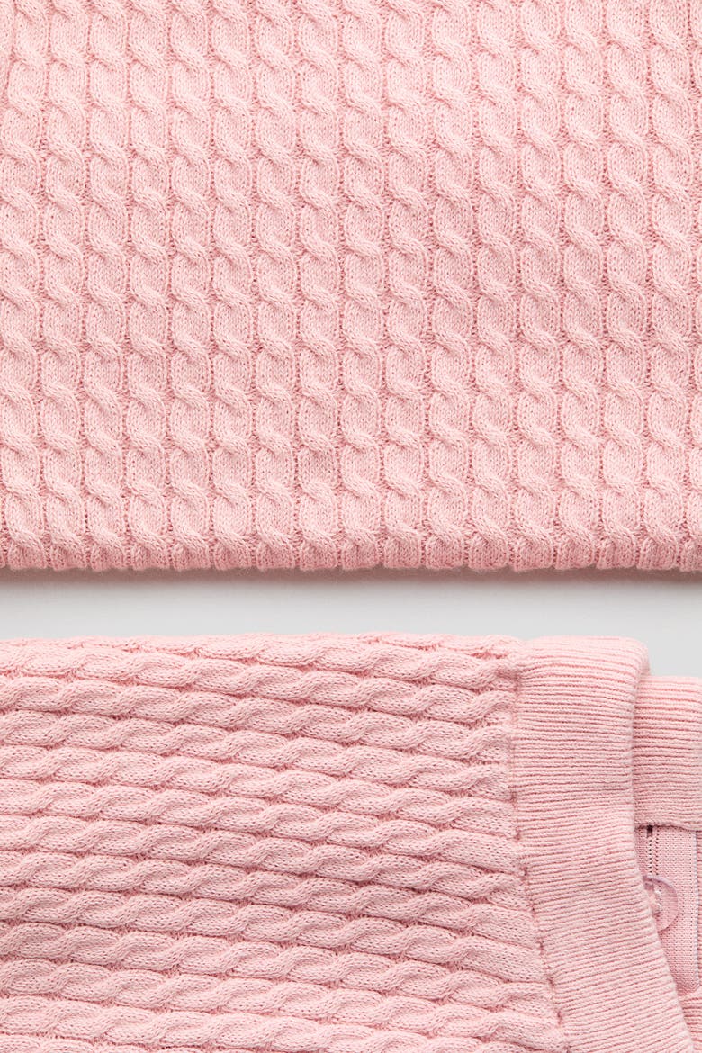 2-piece Cable-knit Cotton Set, Alternate, color, Light pink