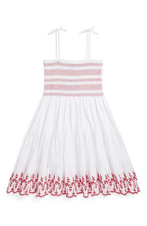 Polo Ralph Lauren Toddler And Little Girls Smocked Eyelet Jersey Dress In White