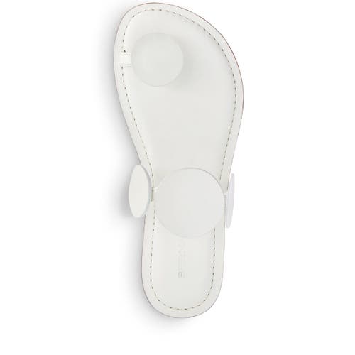Bernardo New Moon Circle Leather Flat Sandals In White