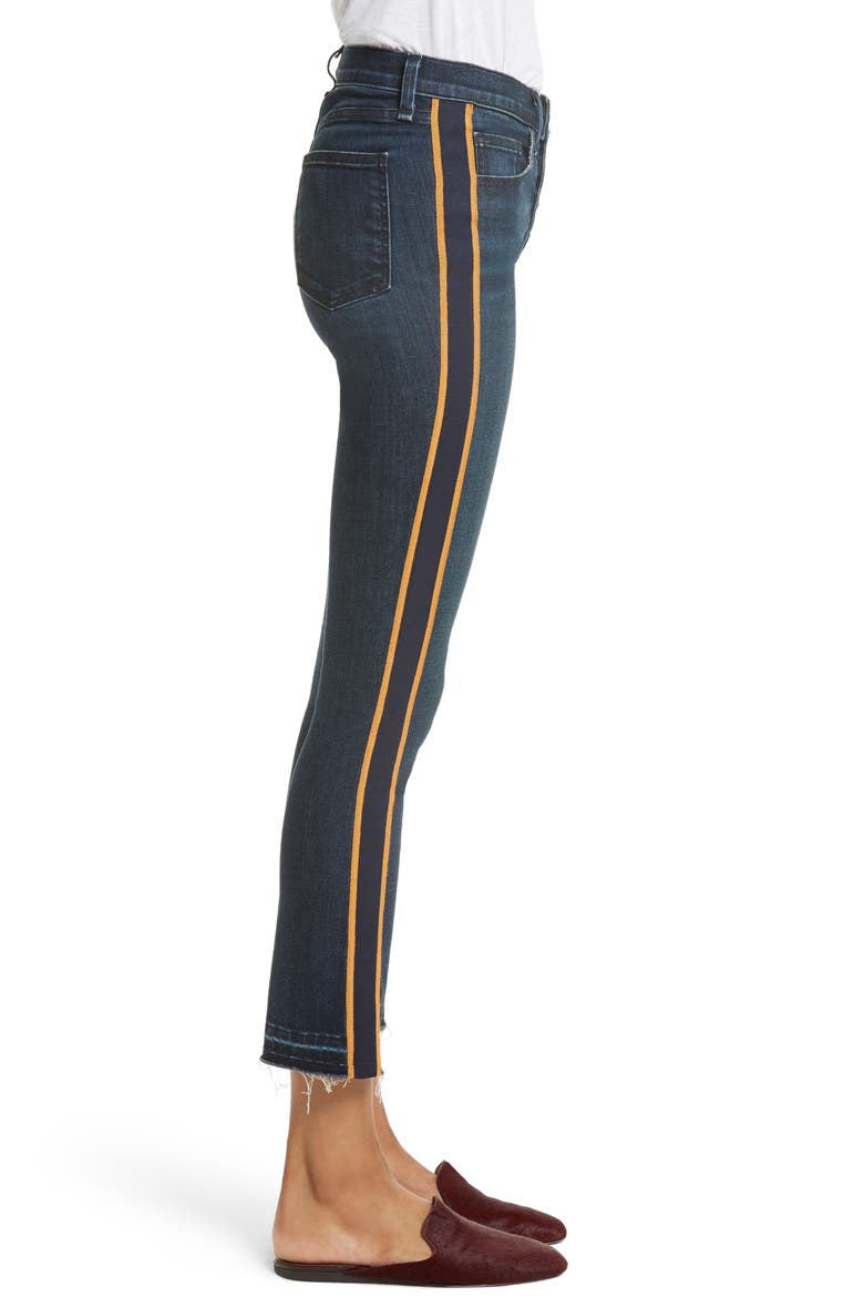 Carolyn Tuxedo Stripe Baby Boot Crop Jeans, Alternate, color, MIDNIGHT/ FRAY/ GOLD STRIPE