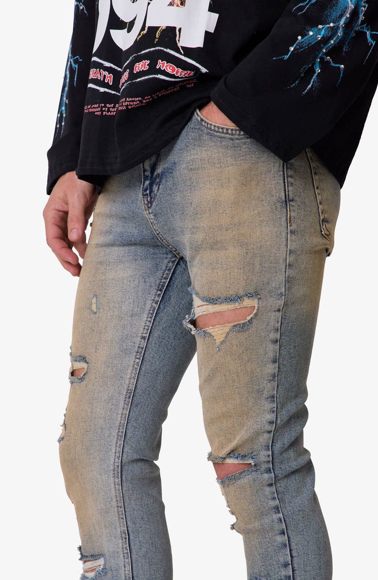 mnml Slashed Skinny Denim Jeans, Alternate, color,